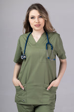 Încărcați imaginea în vizualizatorul Galerie, Costum Medical Premium TAG Stellar | Uniforma Medicala Unisex Poly Spandex | Kaki