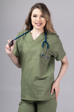 Încărcați imaginea în vizualizatorul Galerie, Costum Medical Premium de dama TAG Cool | Uniforma Medicala de vara | Kaki