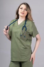 Încărcați imaginea în vizualizatorul Galerie, Costum Medical Premium de dama TAG Cool | Uniforma Medicala de vara | Kaki