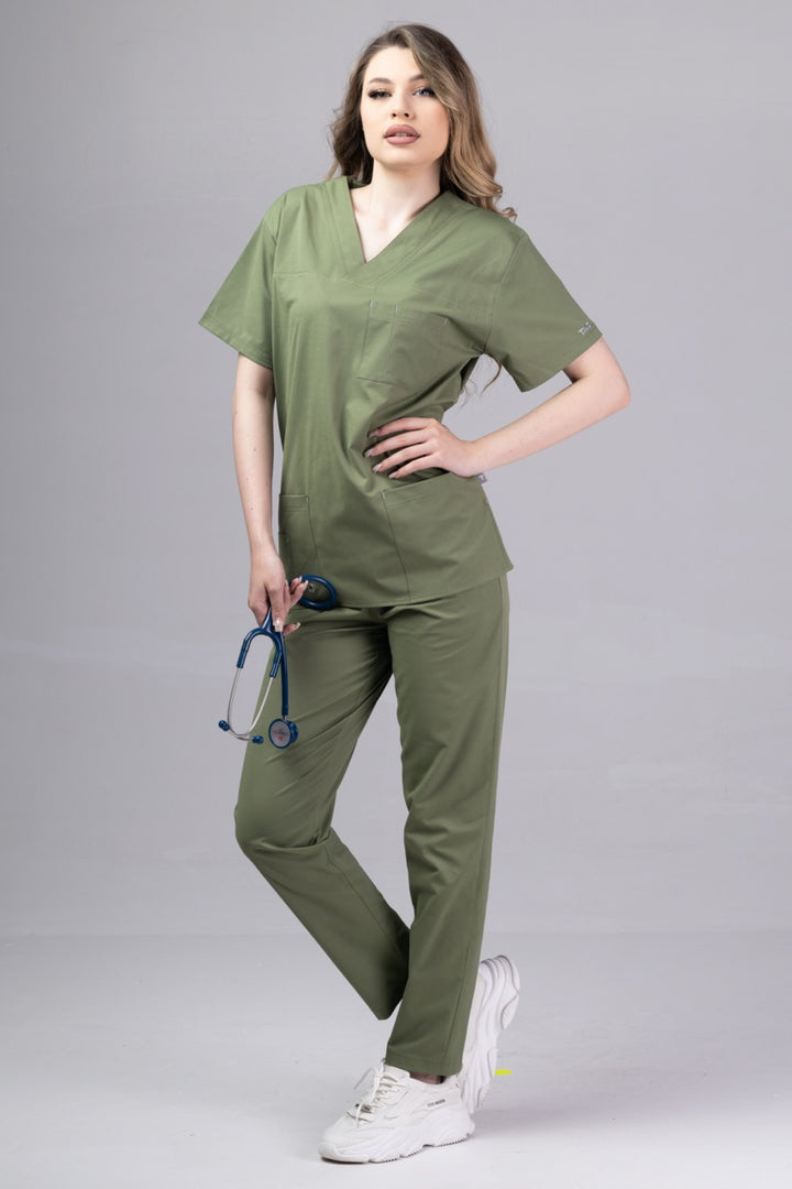 Costum Medical Premium de dama TAG Cool | Uniforma Medicala de vara | Kaki