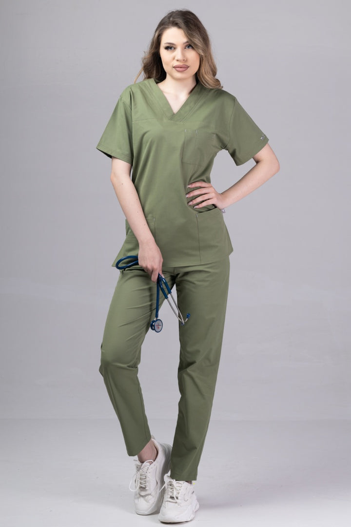 Costum Medical Premium de dama TAG Cool | Uniforma Medicala de vara | Kaki