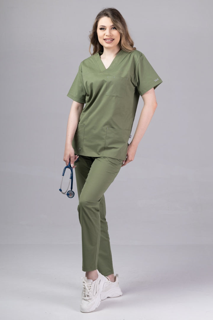 Costum Medical Premium de dama TAG Cool | Uniforma Medicala de vara | Kaki