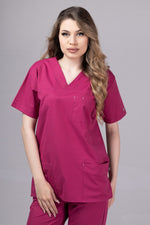 Încărcați imaginea în vizualizatorul Galerie, Costum Medical Premium de dama TAG Cool | Uniforma Medicala de vara | Zmeura