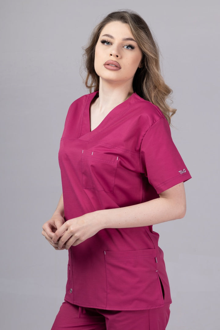 Costum Medical Premium de dama TAG Cool | Uniforma Medicala de vara | Zmeura