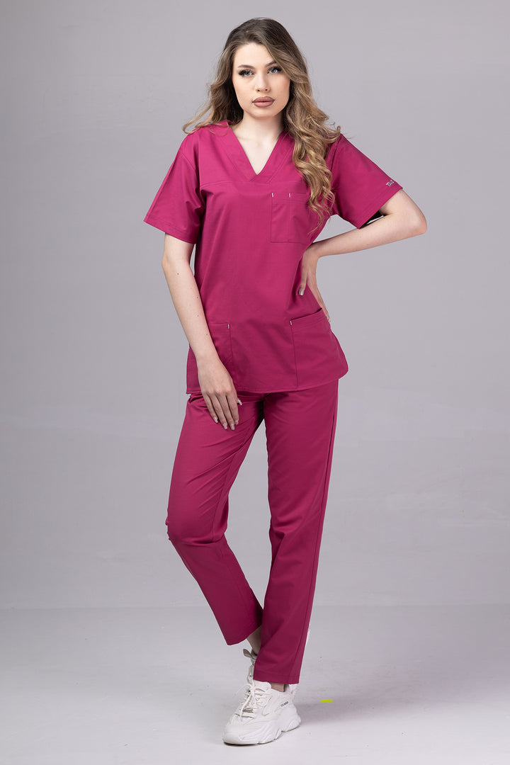 Costum Medical de dama TAG Premium Unisex | Uniforma Medicala Unisex Cotton Stretch | Zmeura