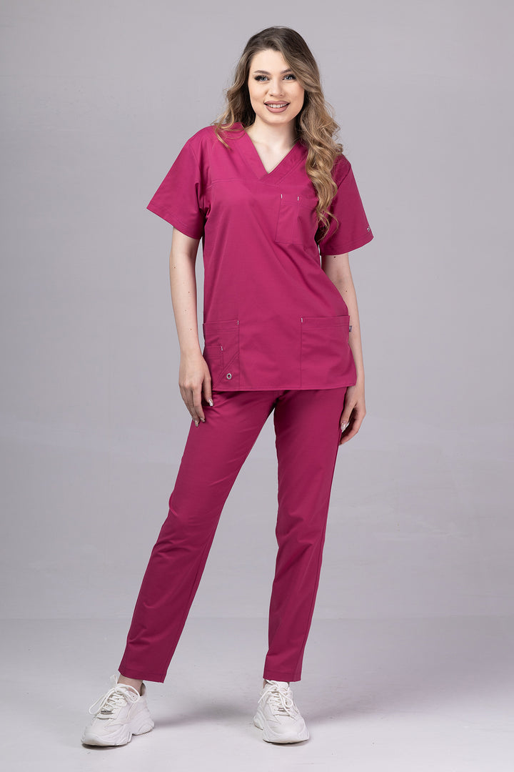 Costum Medical de dama TAG Premium Unisex | Uniforma Medicala Unisex Cotton Stretch | Zmeura