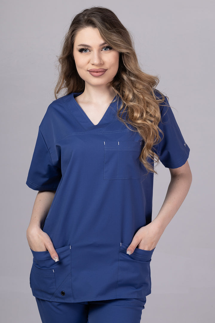 Costum Medical Premium de dama TAG Cool | Uniforma Medicala de vara | Galaxy Blue