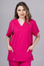 Încărcați imaginea în vizualizatorul Galerie, Costum Medical Premium TAG Stellar | Uniforma Medicala Unisex Poly Spandex | Ciclam