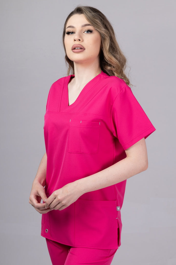 Costum Medical Premium TAG Stellar | Uniforma Medicala Unisex Poly Spandex | Ciclam