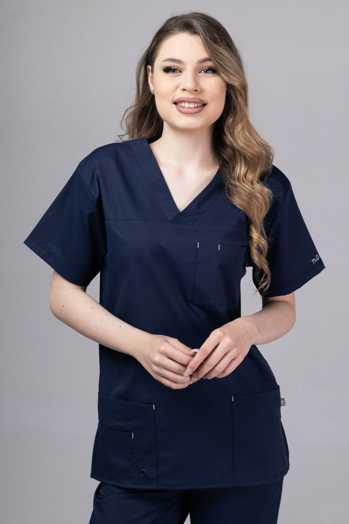 Costum Medical Premium de dama TAG Cool | Uniforma Medicala de vara | Bleumarin