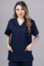 Încărcați imaginea în vizualizatorul Galerie, Costum Medical Premium de dama TAG Cool | Uniforma Medicala de vara | Bleumarin