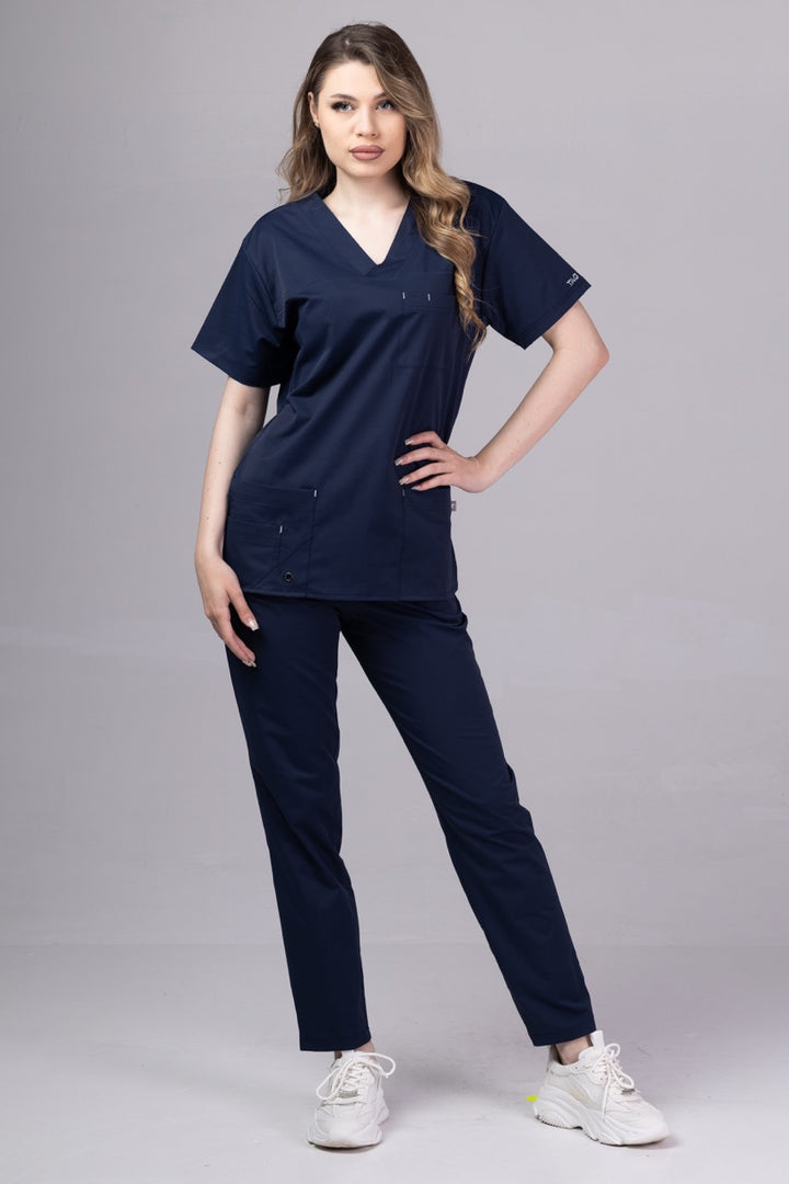 Costum Medical Premium de dama TAG Cool | Uniforma Medicala de vara | Bleumarin