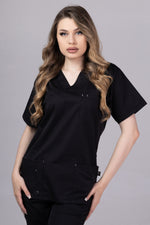 Încărcați imaginea în vizualizatorul Galerie, Costum Medical Premium TAG Stellar | Uniforma Medicala Unisex Poly Spandex | Negru