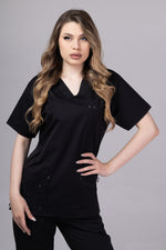 Încărcați imaginea în vizualizatorul Galerie, Costum Medical Premium TAG Stellar | Uniforma Medicala Unisex Poly Spandex | Negru
