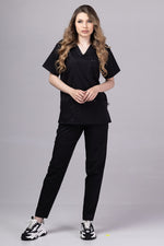 Încărcați imaginea în vizualizatorul Galerie, Costum Medical Premium de dama TAG Cool | Uniforma Medicala de vara | Negru