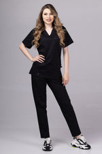 Încărcați imaginea în vizualizatorul Galerie, Costum Medical Premium TAG Stellar | Uniforma Medicala Unisex Poly Spandex | Negru