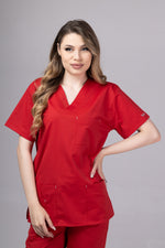 Încărcați imaginea în vizualizatorul Galerie, Costum Medical de dama TAG Premium Unisex | Uniforma Medicala Unisex Cotton Stretch | Rosu