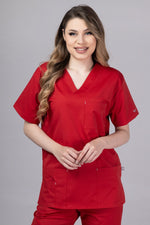 Încărcați imaginea în vizualizatorul Galerie, Costum Medical Premium de dama TAG Cool | Uniforma Medicala de vara | Rosu