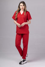 Încărcați imaginea în vizualizatorul Galerie, Costum Medical de dama TAG Premium Unisex | Uniforma Medicala Unisex Cotton Stretch | Rosu