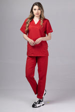 Încărcați imaginea în vizualizatorul Galerie, Costum Medical Premium de dama TAG Cool | Uniforma Medicala de vara | Rosu