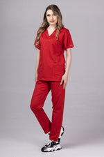 Încărcați imaginea în vizualizatorul Galerie, Costum Medical de dama TAG Premium Unisex | Uniforma Medicala Unisex Cotton Stretch | Rosu