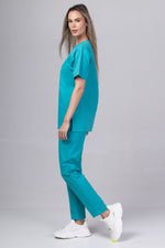 Încărcați imaginea în vizualizatorul Galerie, Costum Medical Premium de dama TAG Cool | Uniforma Medicala de vara | Turcoaz