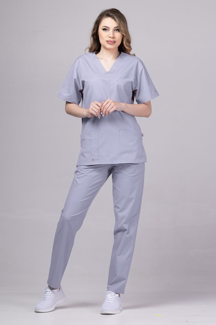 Costum Medical Premium de dama TAG Cool | Uniforma Medicala de vara | Argintiu
