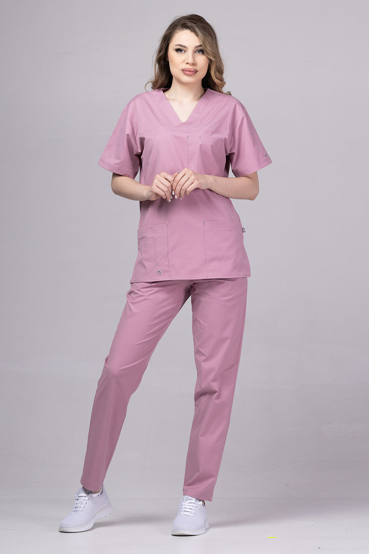 Costum Medical Premium de dama TAG Cool | Uniforma Medicala de vara | Dusty Rose