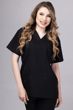 Încărcați imaginea în vizualizatorul Galerie, Costum Medical Premium de dama TAG Cool | Uniforma Medicala de vara | Negru