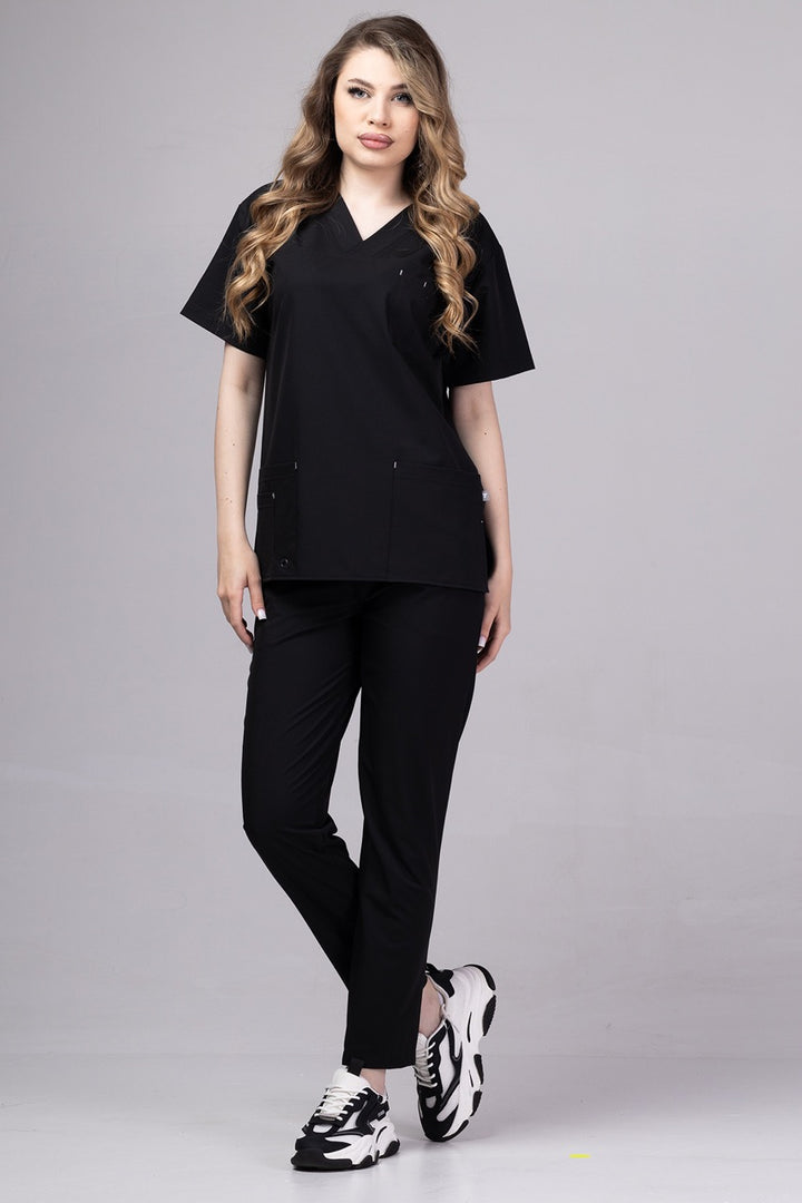 Costum Medical Premium de dama TAG Cool | Uniforma Medicala de vara | Negru