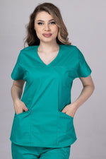 Încărcați imaginea în vizualizatorul Galerie, Costum Medical Premium TAG Ambra | Uniforma Medicala Feminina Cotton Stretch | Verde Chirurgical