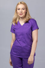 Încărcați imaginea în vizualizatorul Galerie, Costum Medical Premium TAG Ambra | Uniforma Medicala Feminina Cotton Stretch | Velvet