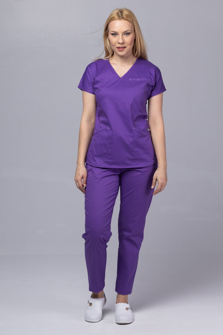Costum Medical Premium TAG Ambra | Uniforma Medicala Feminina Cotton Stretch | Velvet
