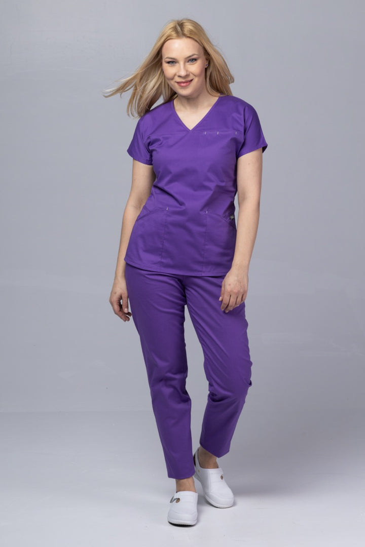 Costum Medical Premium TAG Ambra | Uniforma Medicala Feminina Cotton Stretch | Velvet
