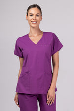 Încărcați imaginea în vizualizatorul Galerie, Costum Medical Premium TAG Ambra | Uniforma Medicala Feminina Cotton Stretch | Mov