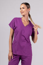 Încărcați imaginea în vizualizatorul Galerie, Costum Medical Premium TAG Ambra | Uniforma Medicala Feminina Cotton Stretch | Mov