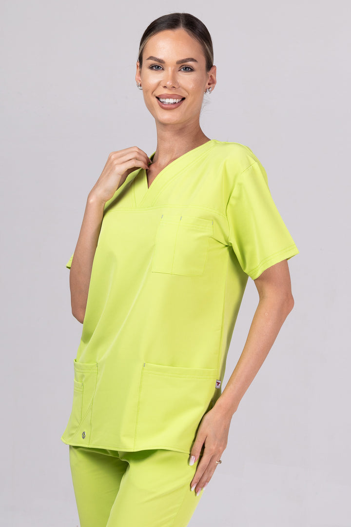 Costum Medical Premium TAG Stellar | Uniforma Medicala Unisex Poly Spandex | Green Apple