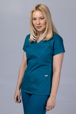 Încărcați imaginea în vizualizatorul Galerie, Costum Medical Premium TAG Ambra | Uniforma Medicala Feminina Cotton Stretch | Pacific