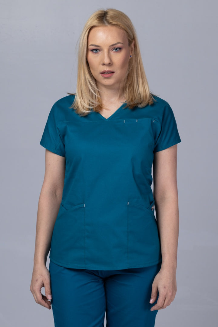 Costum Medical Premium TAG Ambra | Uniforma Medicala Feminina Cotton Stretch | Pacific
