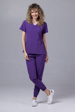 Încărcați imaginea în vizualizatorul Galerie, Costum Medical Premium TAG EVA | Uniforma Dama Poly Spandex | Velvet