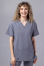 Încărcați imaginea în vizualizatorul Galerie, Costum Medical Premium de dama TAG Cool | Uniforma Medicala de vara | Gri