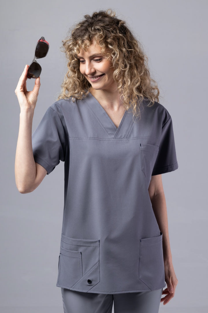 Costum Medical Premium de dama TAG Cool | Uniforma Medicala de vara | Gri