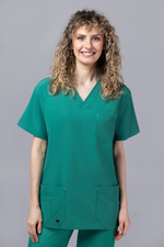 Încărcați imaginea în vizualizatorul Galerie, Costum Medical Premium de dama TAG Cool | Uniforma Medicala de vara | Forest
