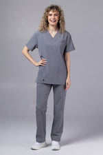 Încărcați imaginea în vizualizatorul Galerie, Costum Medical Premium TAG Stellar | Uniforma Medicala Unisex Poly Spandex | Gri