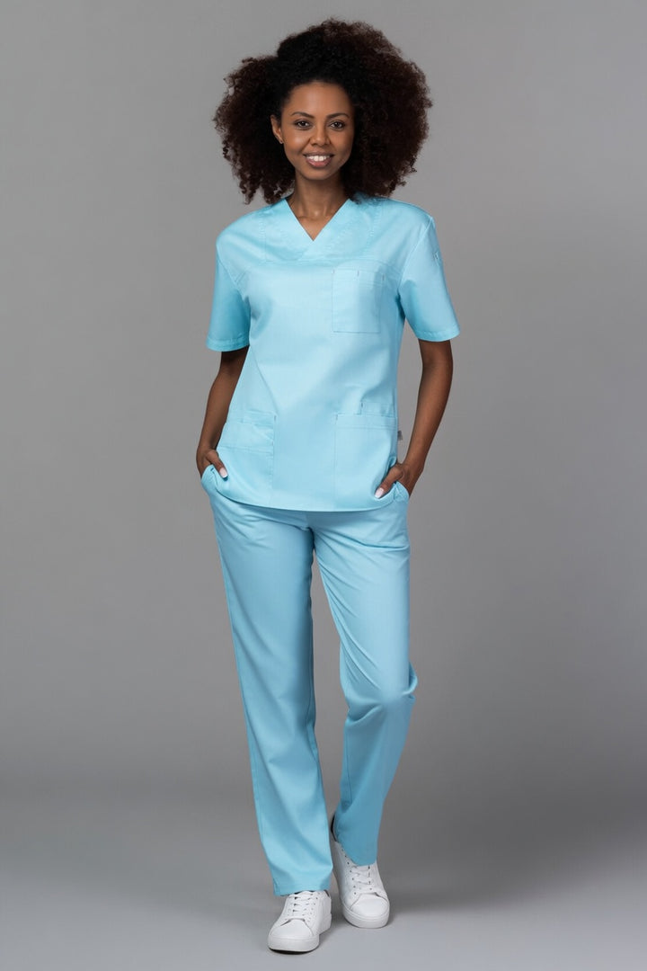 Costum Medical de dama TAG Premium Unisex | Uniforma Medicala Unisex Cotton Stretch | Aqua