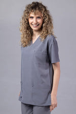 Încărcați imaginea în vizualizatorul Galerie, Costum Medical Premium TAG Stellar | Uniforma Medicala Unisex Poly Spandex | Gri