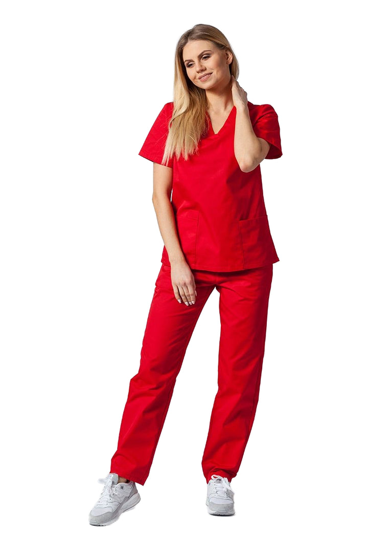 Uniforma medicala - Costum medical clasic unisex Atelierul de Halate - Rosu