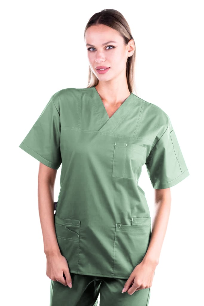 Bluza medicala de dama TAG Premium Cotton Stretch, Culoare Kaki