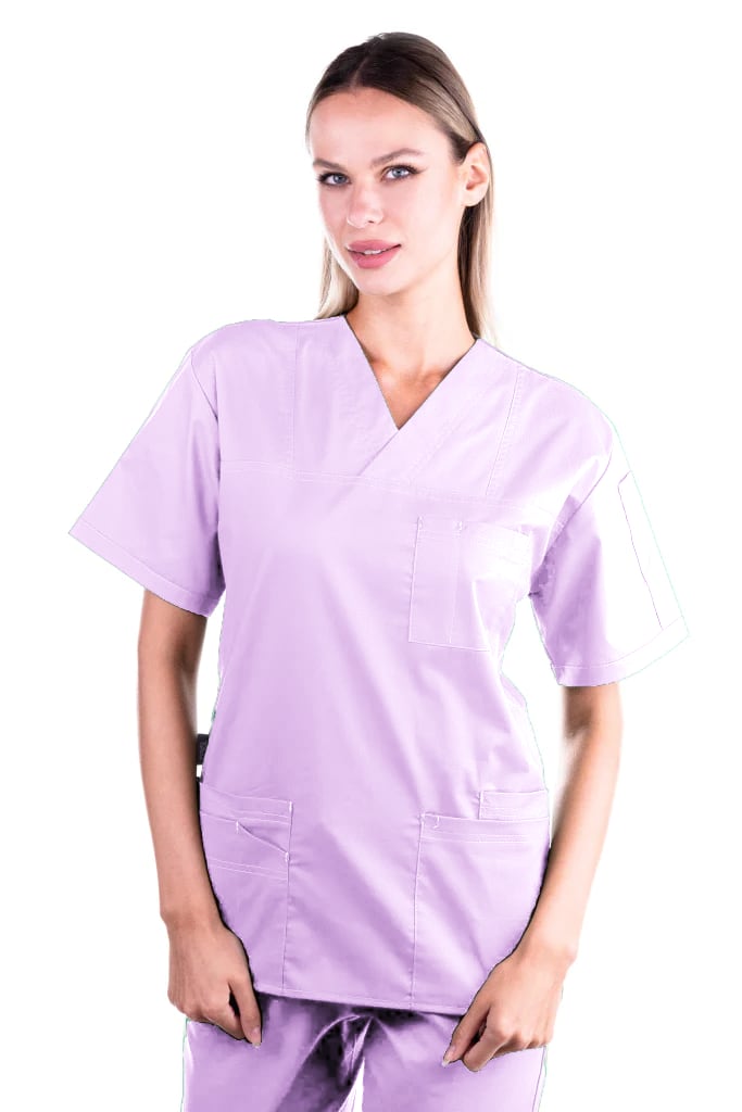 Bluza medicala de dama TAG Premium Cotton Stretch, Culoare Lila