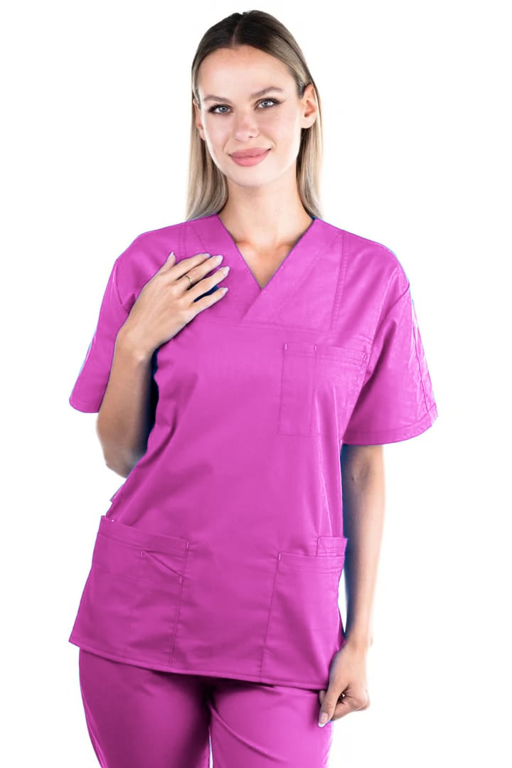 Bluza medicala de dama TAG Premium Cotton Stretch, Culoare Mov